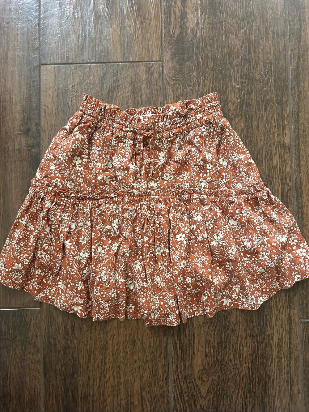 Zara Rust Floral Tiered Girls Skirt